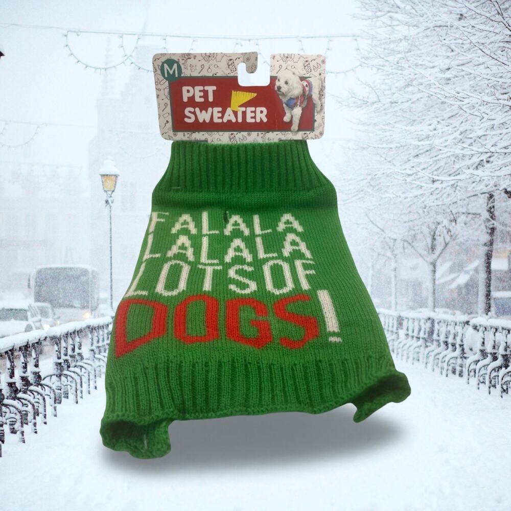Holiday Dog Sweater Medium Green Red Ugly Christmas Falalala Pet Puppy Vest NWT